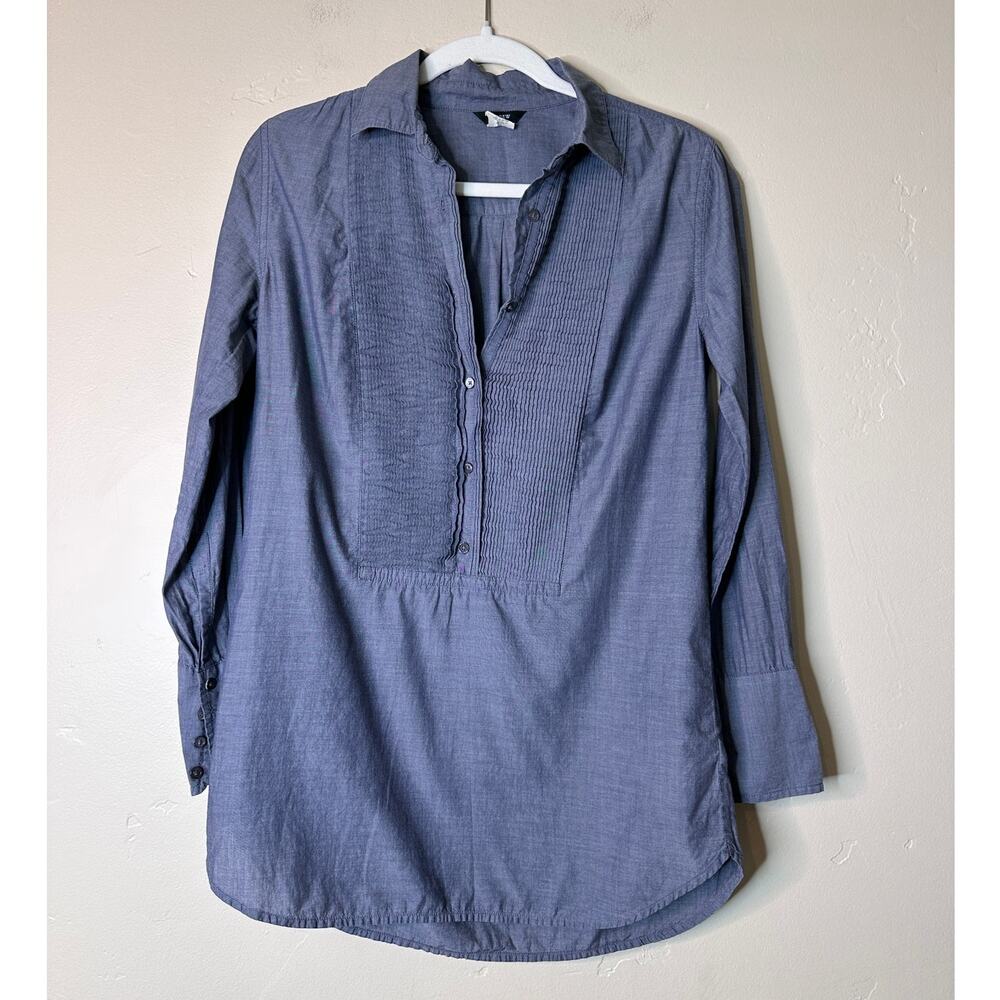 J.Crew Blue/Grey Half Oversized Button-Up Blouse XS
